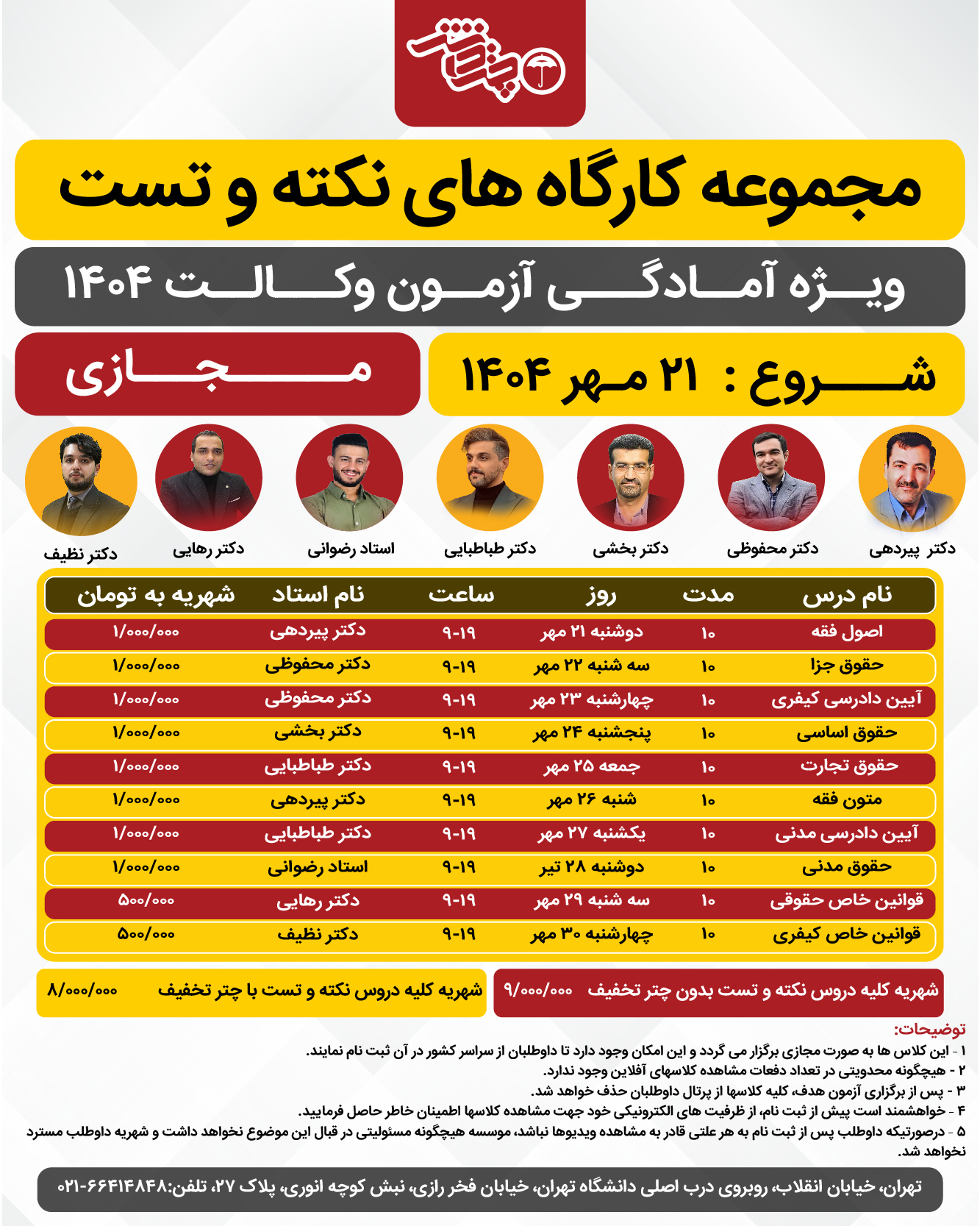 کارگاه های نکته و تست مجازی