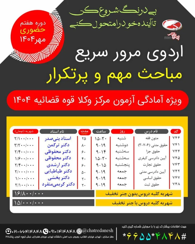 اردوی مرور سریع مباحث مهم و پرتکرار - دوره هفتم