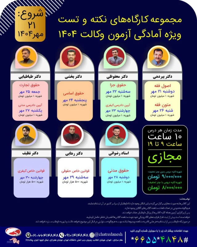 کارگاه های نکته و تست مجازی